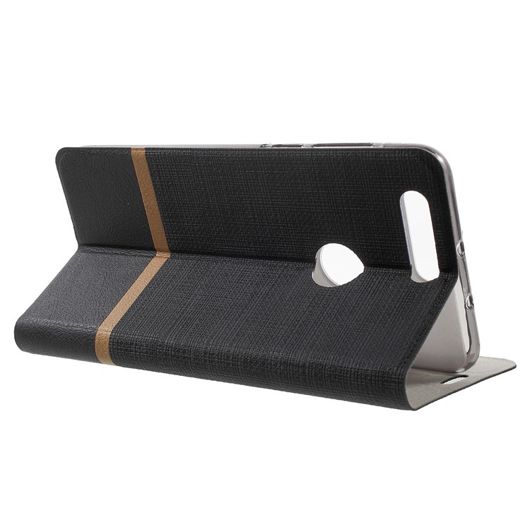 Cross Texture Leather Card Holder Case for Huawei Honor 8 with Stand - Black-3