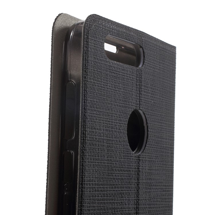 Cross Texture Leather Card Holder Case for Huawei Honor 8 with Stand - Black-8