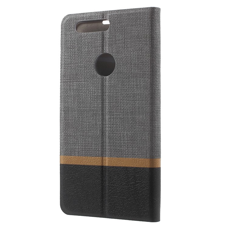 Cross Texture Leather Card Holder Cover for Huawei Honor 8 with Stand - Grey-2