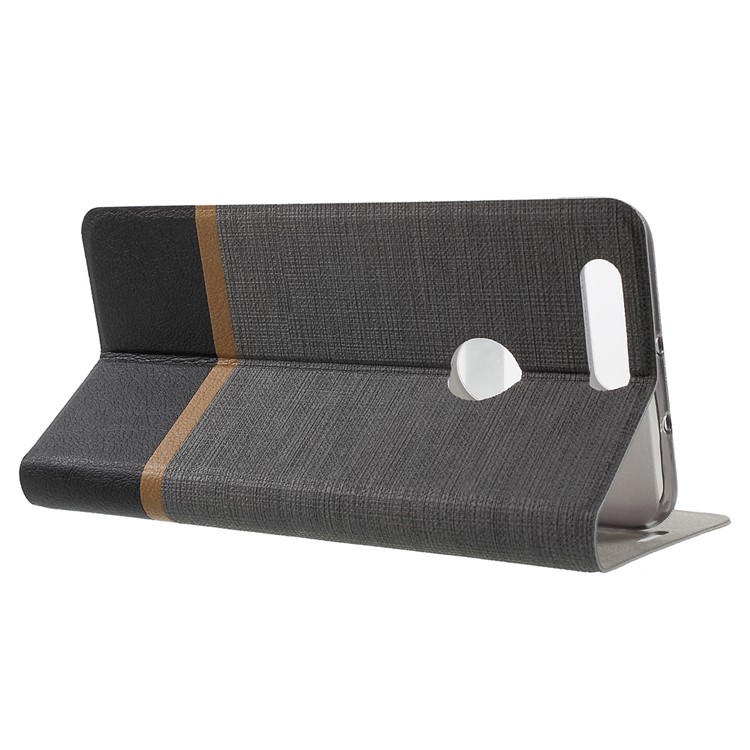 Cross Texture Leather Card Holder Cover for Huawei Honor 8 with Stand - Grey-3