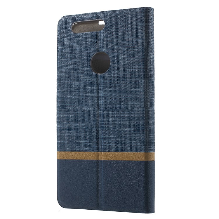 Cross Texture Leather Card Holder Stand Shell for Huawei Honor 8 - Dark Blue-2