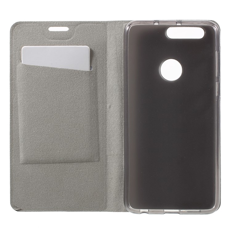 Cross Texture Leather Card Holder Stand Shell for Huawei Honor 8 - Dark Blue-4