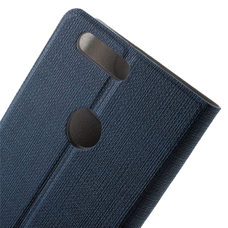 Cross Texture Leather Card Holder Stand Shell for Huawei Honor 8 - Dark Blue-6