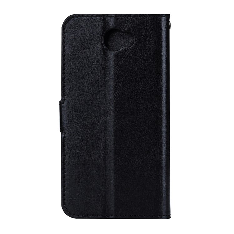 Crazy Horse Leather Wallet Stand Cover with Lanyard for Huawei Y5II / Y5 II - Black-2