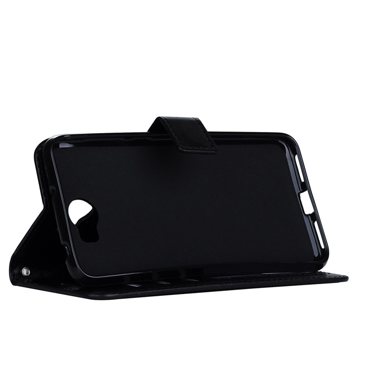 Crazy Horse Leather Wallet Stand Cover with Lanyard for Huawei Y5II / Y5 II - Black-6