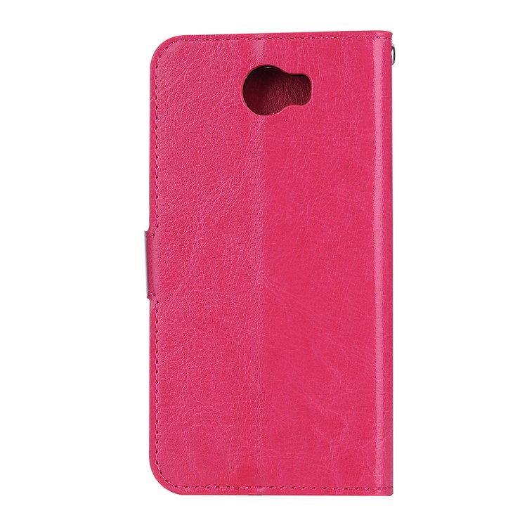 Crazy Horse Leather Flip Wallet Stand Cover for Huawei Y5II / Y5 II - Rose-2