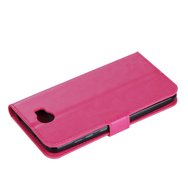 Crazy Horse Leather Flip Wallet Stand Cover for Huawei Y5II / Y5 II - Rose-4