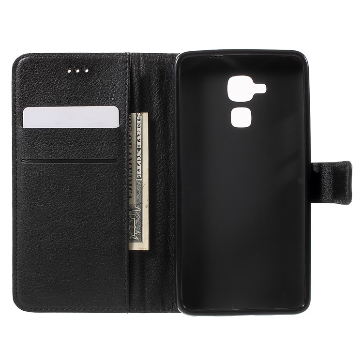 Litchi Texture Flip Leather Wallet Case for Huawei Honor 5c / Huawei GT3 - Black-1