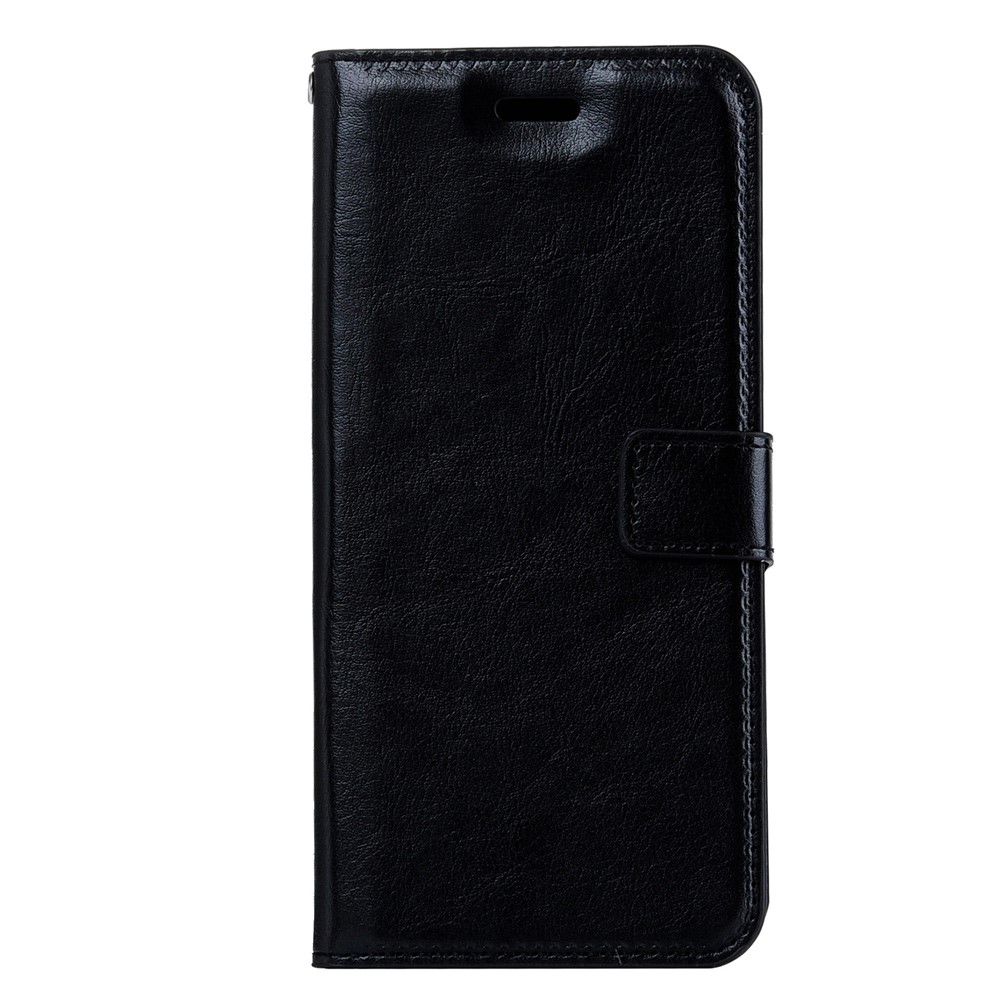 Crazy Horse Leather Wallet Stand Cover for Huawei Honor 8 with Lanyard - Black-1