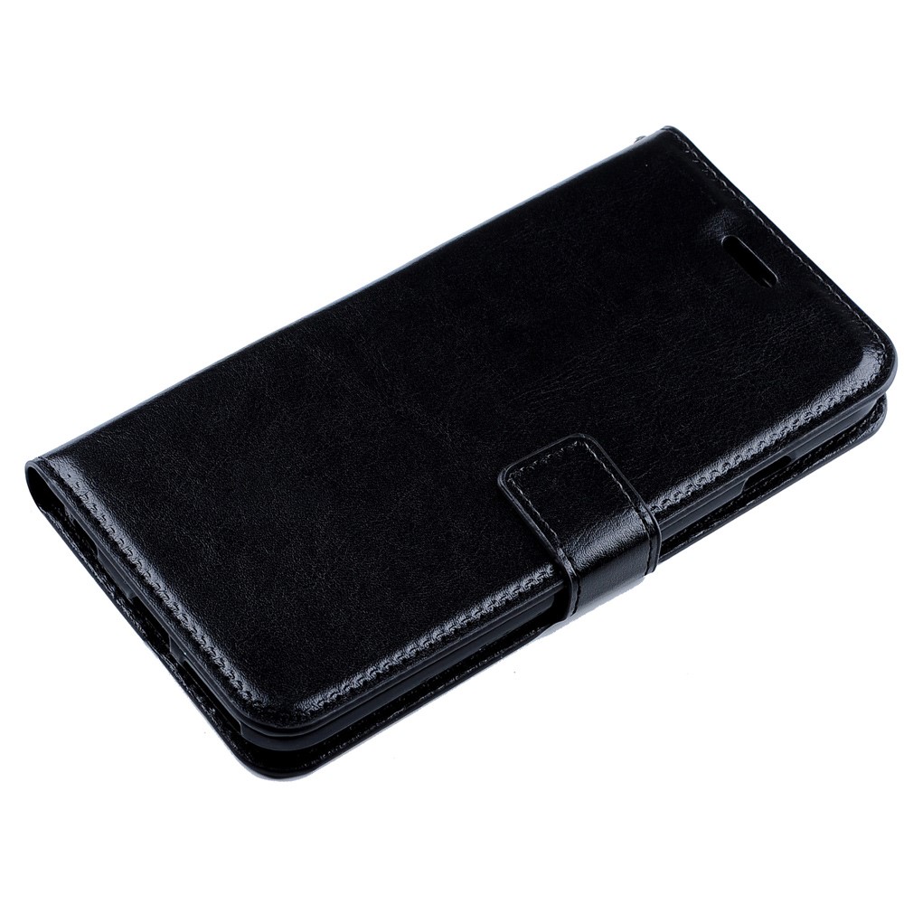 Crazy Horse Leather Wallet Stand Cover for Huawei Honor 8 with Lanyard - Black-3