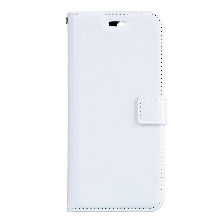 Crazy Horse Leather Wallet Stand Case with Wrist Strap for Huawei Honor 8 - White-1