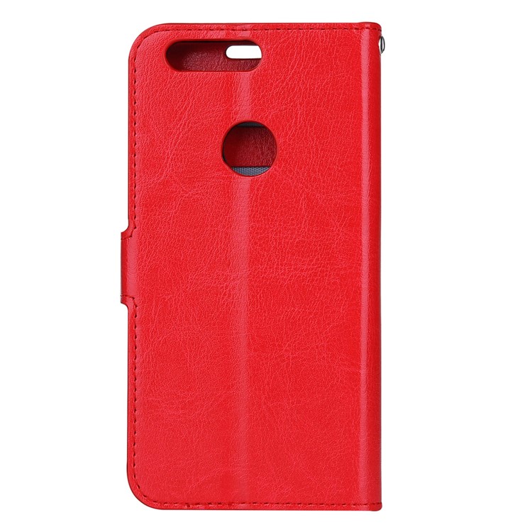 Crazy Horse Leather Wallet Stand Shell for Huawei Honor 8 - Red-2