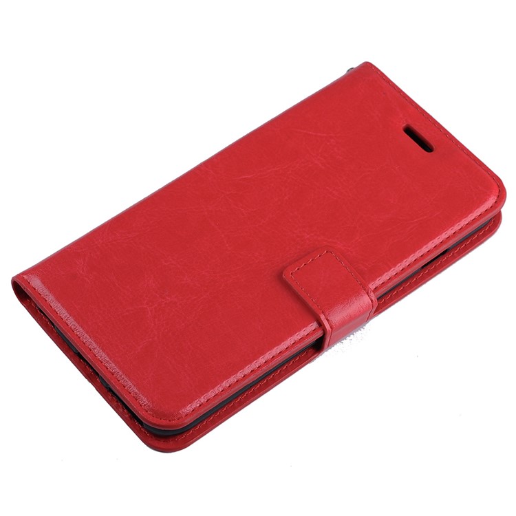 Crazy Horse Leather Wallet Stand Shell for Huawei Honor 8 - Red-3
