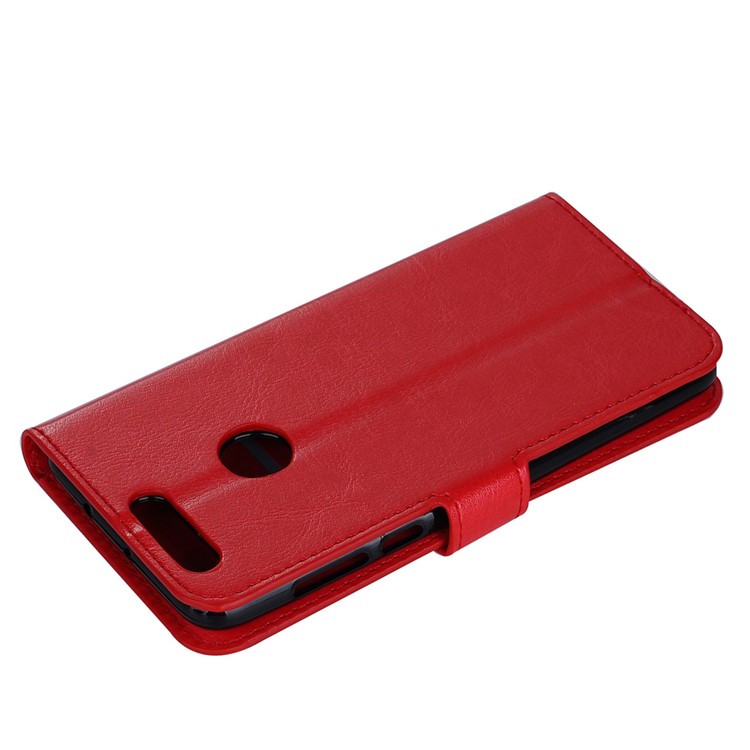 Crazy Horse Leather Wallet Stand Shell for Huawei Honor 8 - Red-4