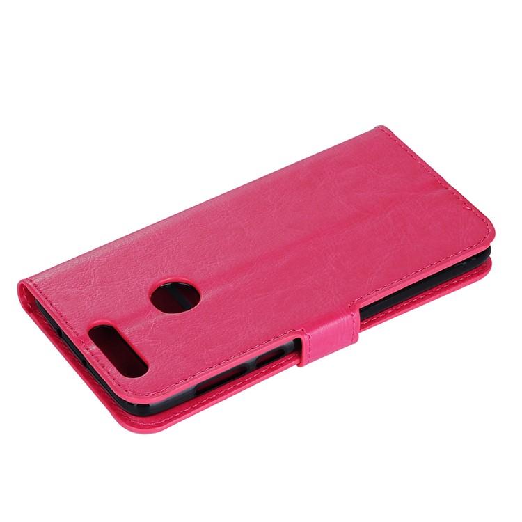 Crazy Horse Leather Card Holder Case with Hand Strap for Huawei Honor 8 - Rose-4