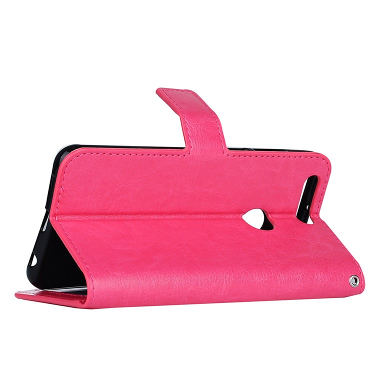 Crazy Horse Leather Card Holder Case with Hand Strap for Huawei Honor 8 - Rose-5