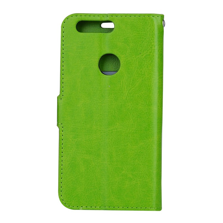 Crazy Horse Leather Magnetic Wallet Stand Cover for Huawei Honor 8 - Green-2