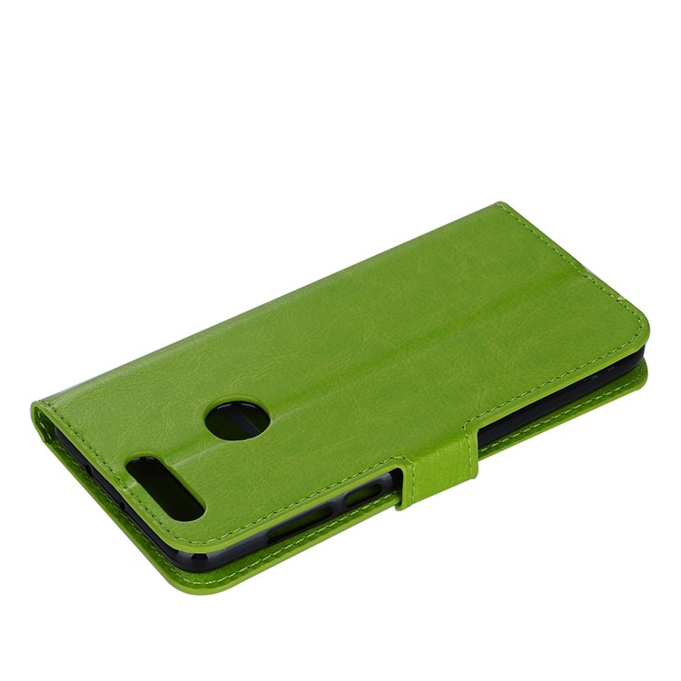 Crazy Horse Leather Magnetic Wallet Stand Cover for Huawei Honor 8 - Green-4