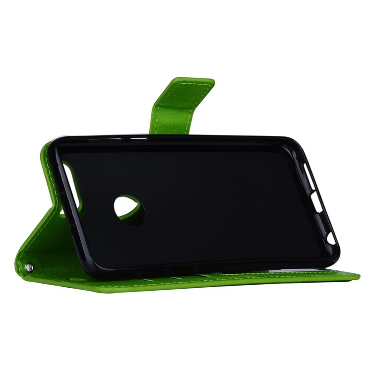 Crazy Horse Leather Magnetic Wallet Stand Cover for Huawei Honor 8 - Green-5