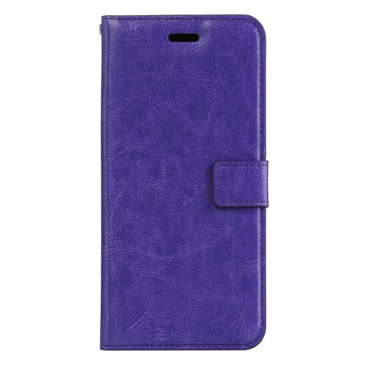 For Huawei Honor 8 Crazy Horse Leather Wallet Stand Case with Lanyard - Purple-1