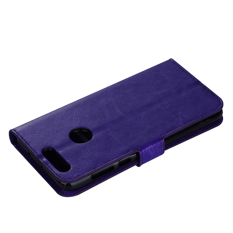For Huawei Honor 8 Crazy Horse Leather Wallet Stand Case with Lanyard - Purple-4