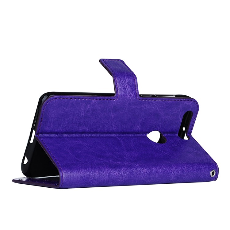 For Huawei Honor 8 Crazy Horse Leather Wallet Stand Case with Lanyard - Purple-5