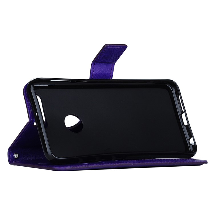 For Huawei Honor 8 Crazy Horse Leather Wallet Stand Case with Lanyard - Purple-6