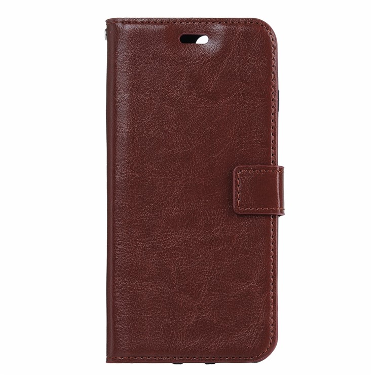 Crazy Horse Leather Card Slot Case with Wrist Strap for Huawei Honor 8 - Brown-1