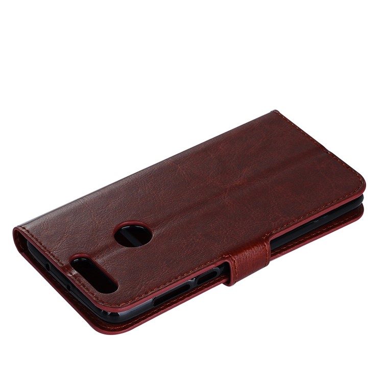 Crazy Horse Leather Card Slot Case with Wrist Strap for Huawei Honor 8 - Brown-4