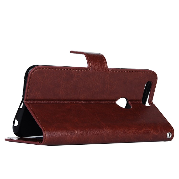Crazy Horse Leather Card Slot Case with Wrist Strap for Huawei Honor 8 - Brown-5