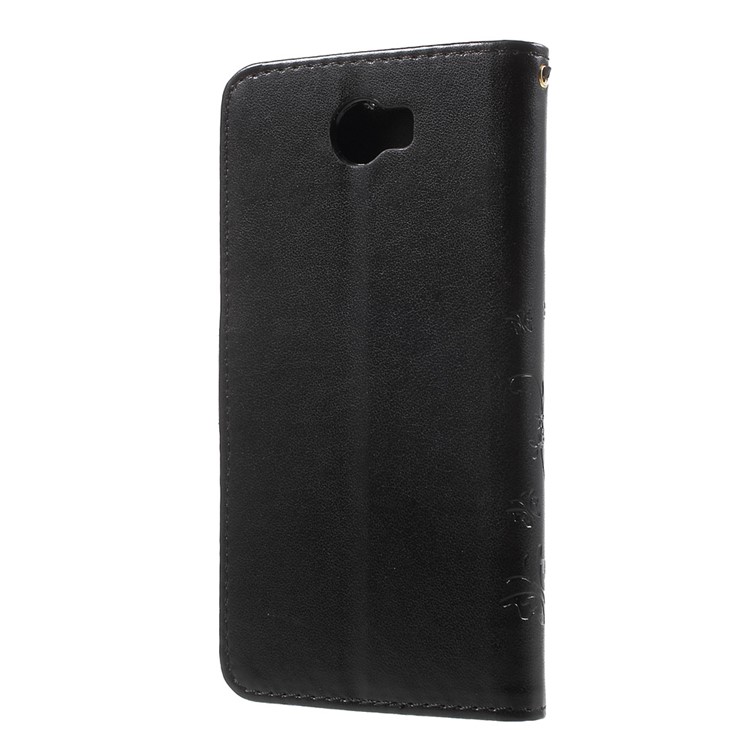 Butterfly Flowers Leather Wallet Case for Y5II / Y5 II - Black-2