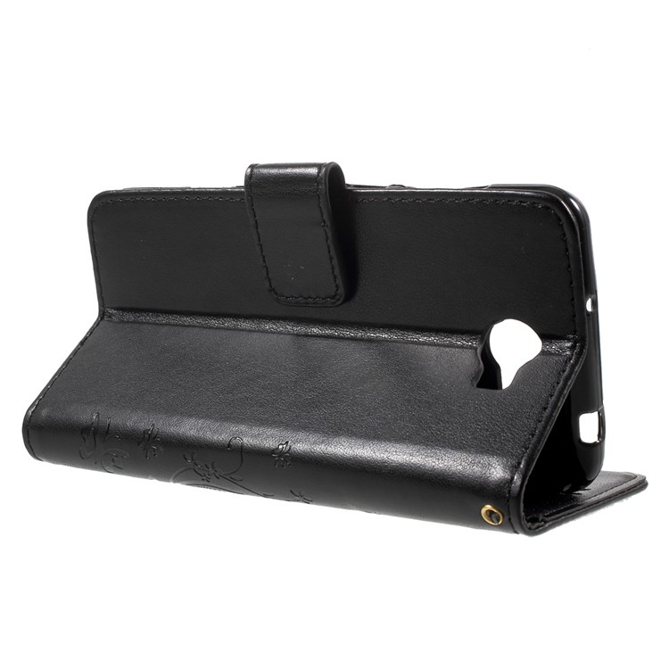 Butterfly Flowers Leather Wallet Case for Y5II / Y5 II - Black-3
