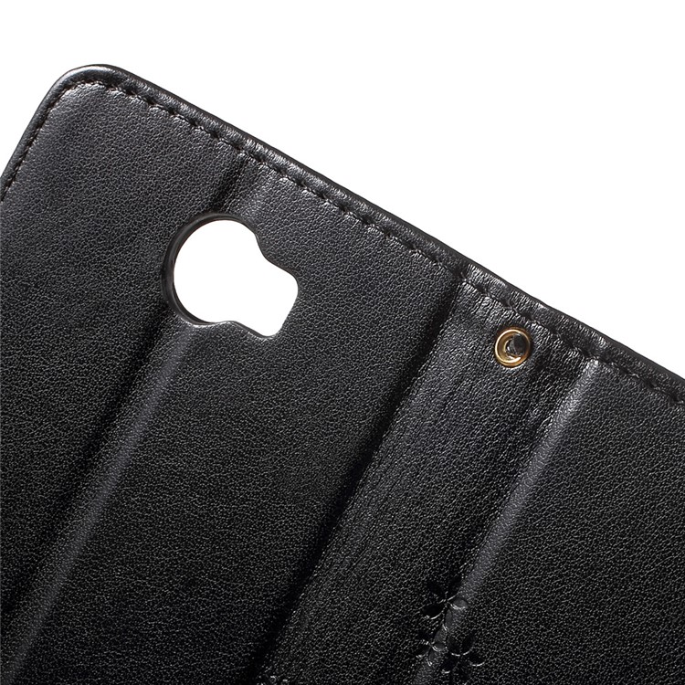 Butterfly Flowers Leather Wallet Case for Y5II / Y5 II - Black-7