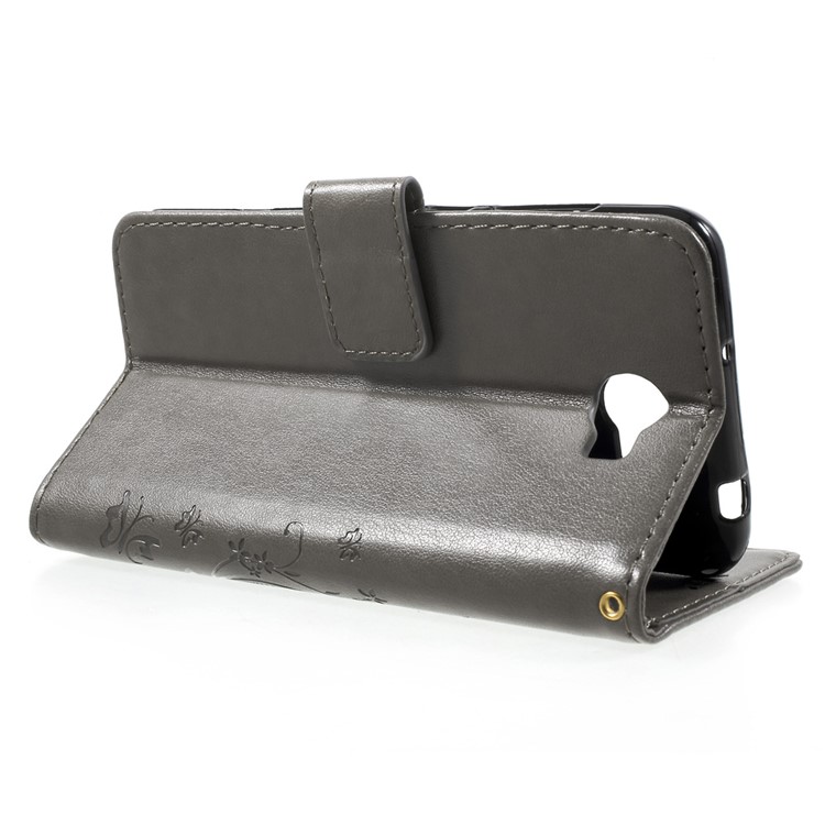 Butterfly Flowers Leather Wallet Cover for Y5II / Y5 II - Grey-3