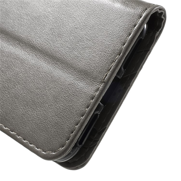 Butterfly Flowers Leather Wallet Cover for Y5II / Y5 II - Grey-8