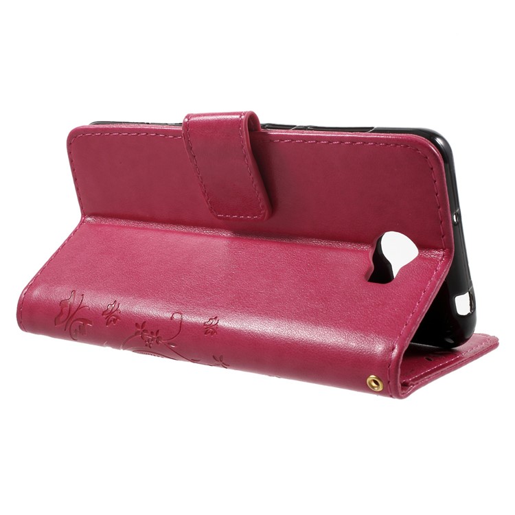 Butterfly Flowers Leather Wallet Case Cover for Y5II / Y5 II - Rose-3