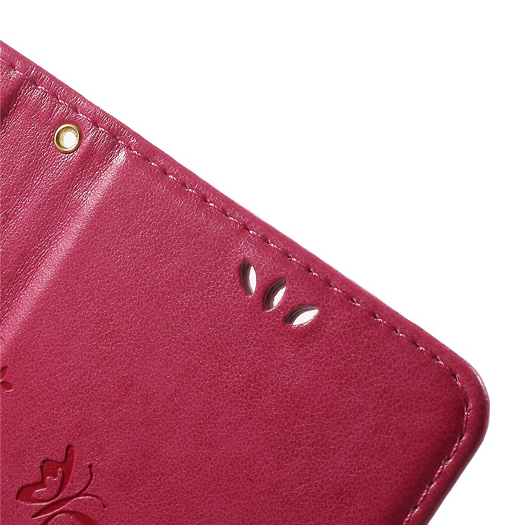 Butterfly Flowers Leather Wallet Case Cover for Y5II / Y5 II - Rose-6