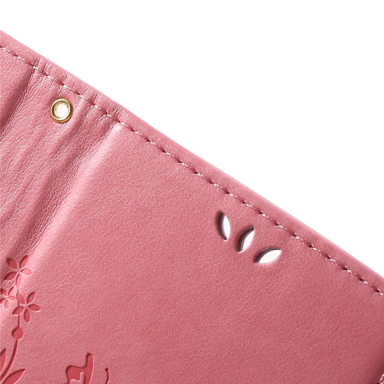 Butterfly Flowers Leather Wallet Cover Case for Y5II / Y5 II - Pink-6