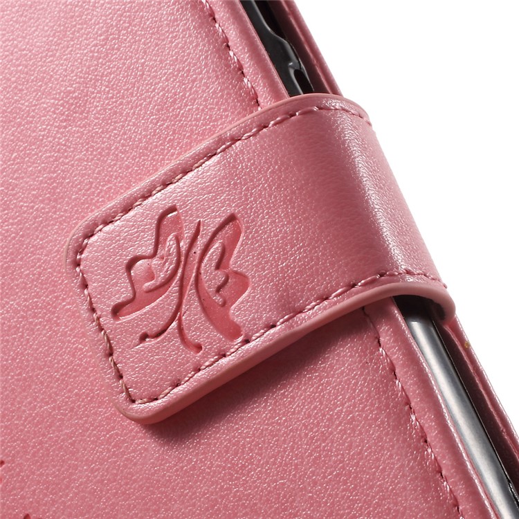 Butterfly Flowers Leather Wallet Cover Case for Y5II / Y5 II - Pink-8