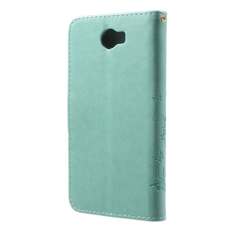 Butterfly Flowers PU Leather Wallet Case for Y5II / Y5 II - Baby Blue-2