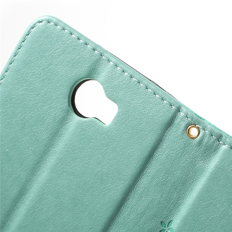 Butterfly Flowers PU Leather Wallet Case for Y5II / Y5 II - Baby Blue-6