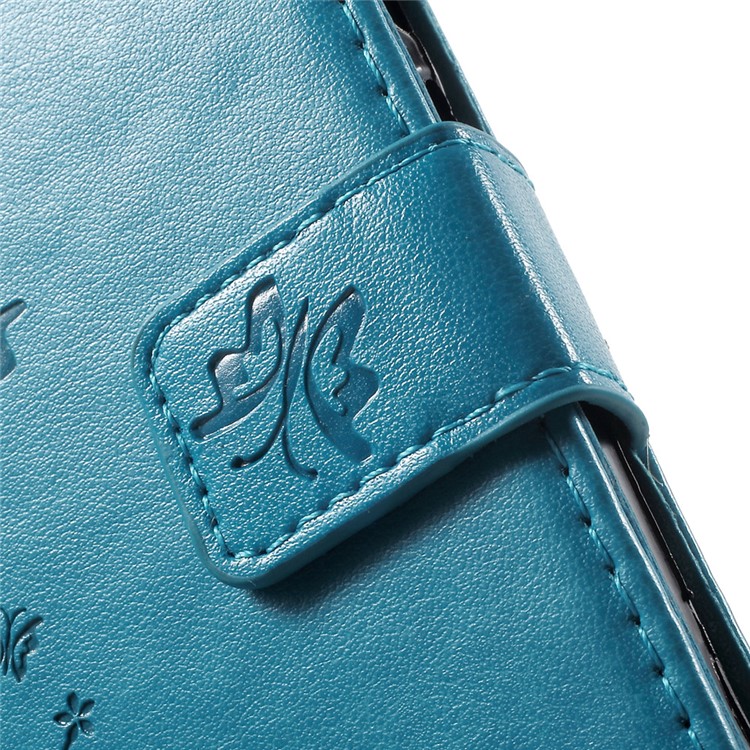 Butterfly Flowers Magnetic Leather Wallet Case for Y5II / Y5 II - Dark Blue-8