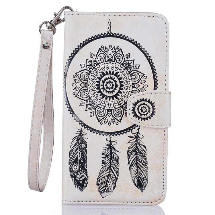Imprint Dream Catcher Leather Wallet Cover for Huawei Ascend P8 Lite - White-1
