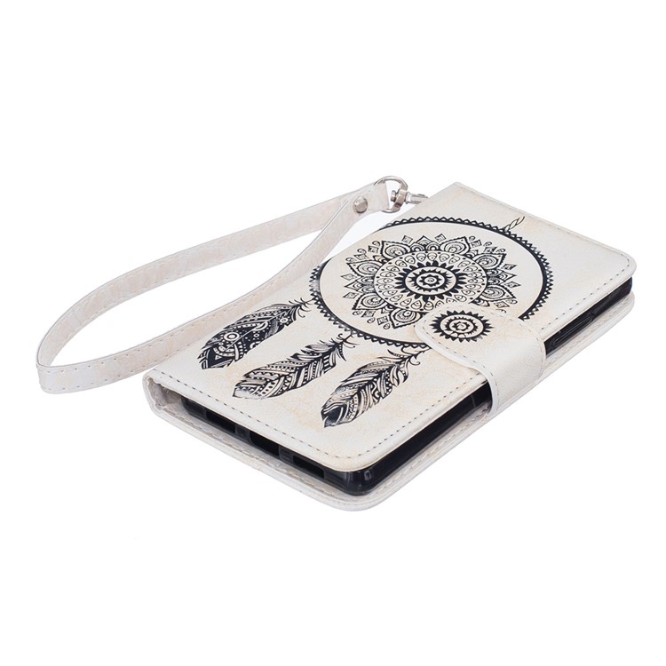 Imprint Dream Catcher Leather Wallet Cover for Huawei Ascend P8 Lite - White-6