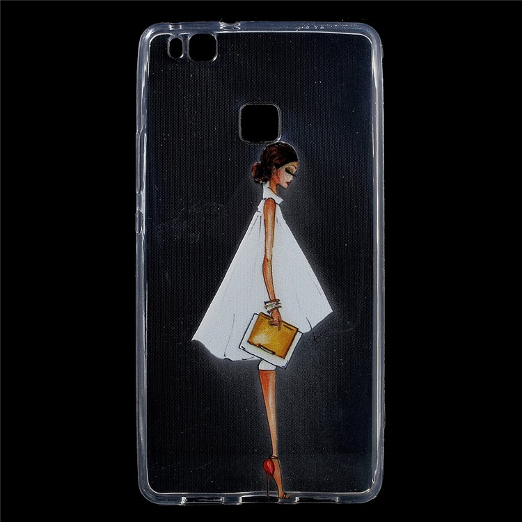 Patterned IMD Soft TPU Back Case for Huawei P9 Lite / G9 Lite - Fashion Lady-1