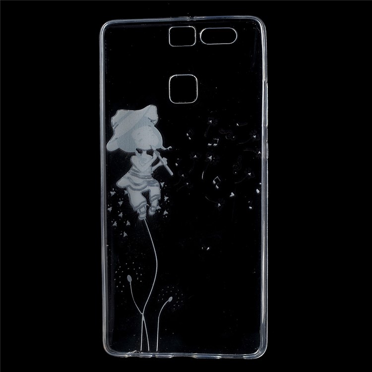 Gel TPU Patterned IMD Back Phone Case for Huawei P9 - Girl Playing the Flute and Dandelions-3