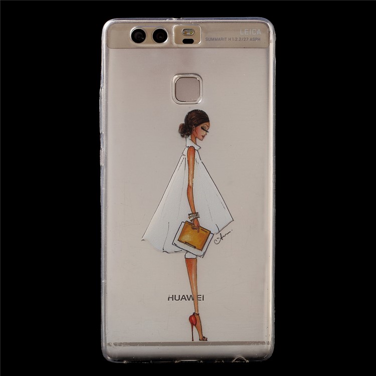 Patterned TPU IMD Back Phone Cover for Huawei P9 - Fashion Lady-1