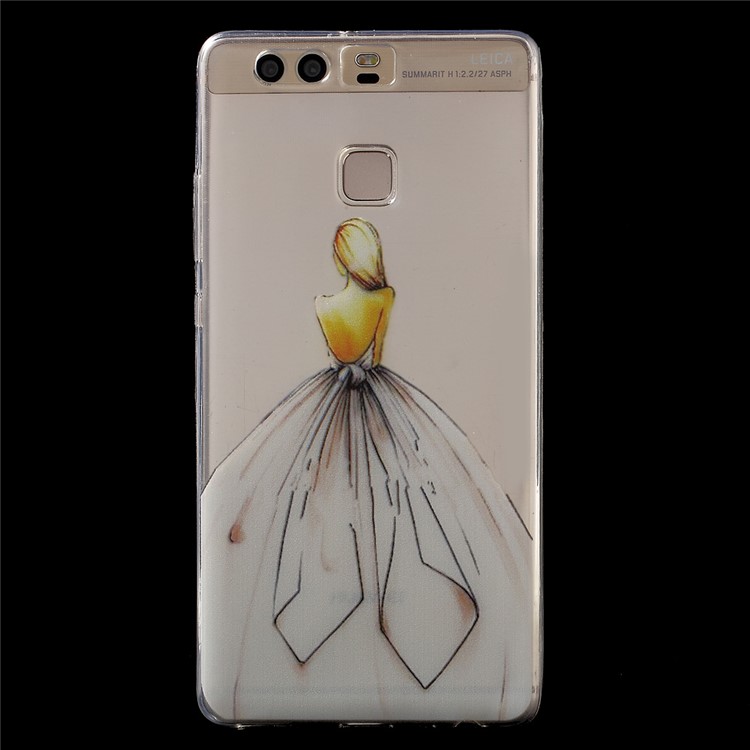 IMD TPU Gel Patterned Back Shield Shell for Huawei P9 - Elegant Lady-1