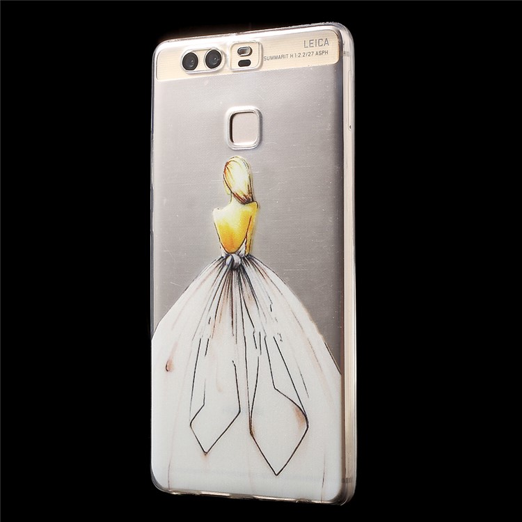 IMD TPU Gel Patterned Back Shield Shell for Huawei P9 - Elegant Lady-3