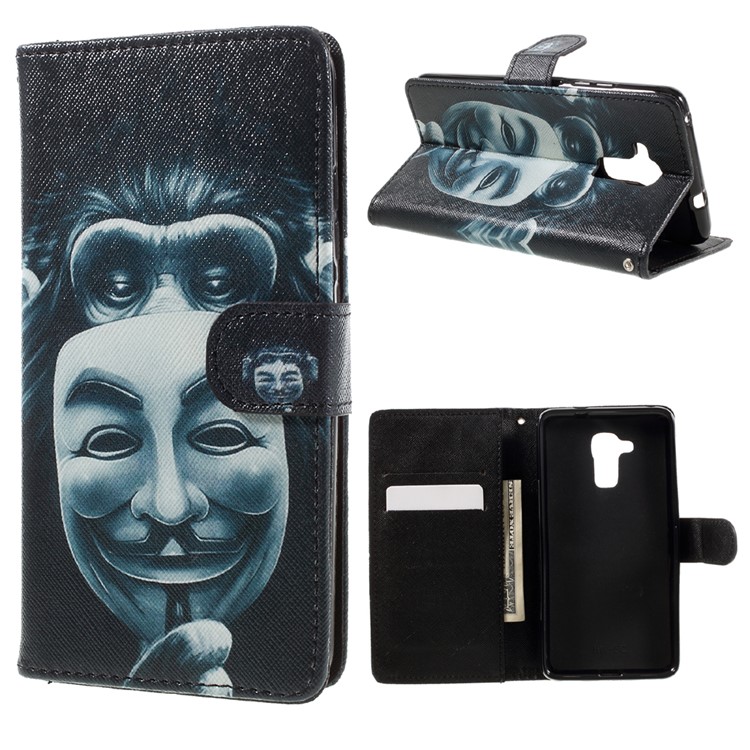 Patterned Leather Wallet Stand Case for Huawei Honor 5c / GT3 - Masked Gorilla-1